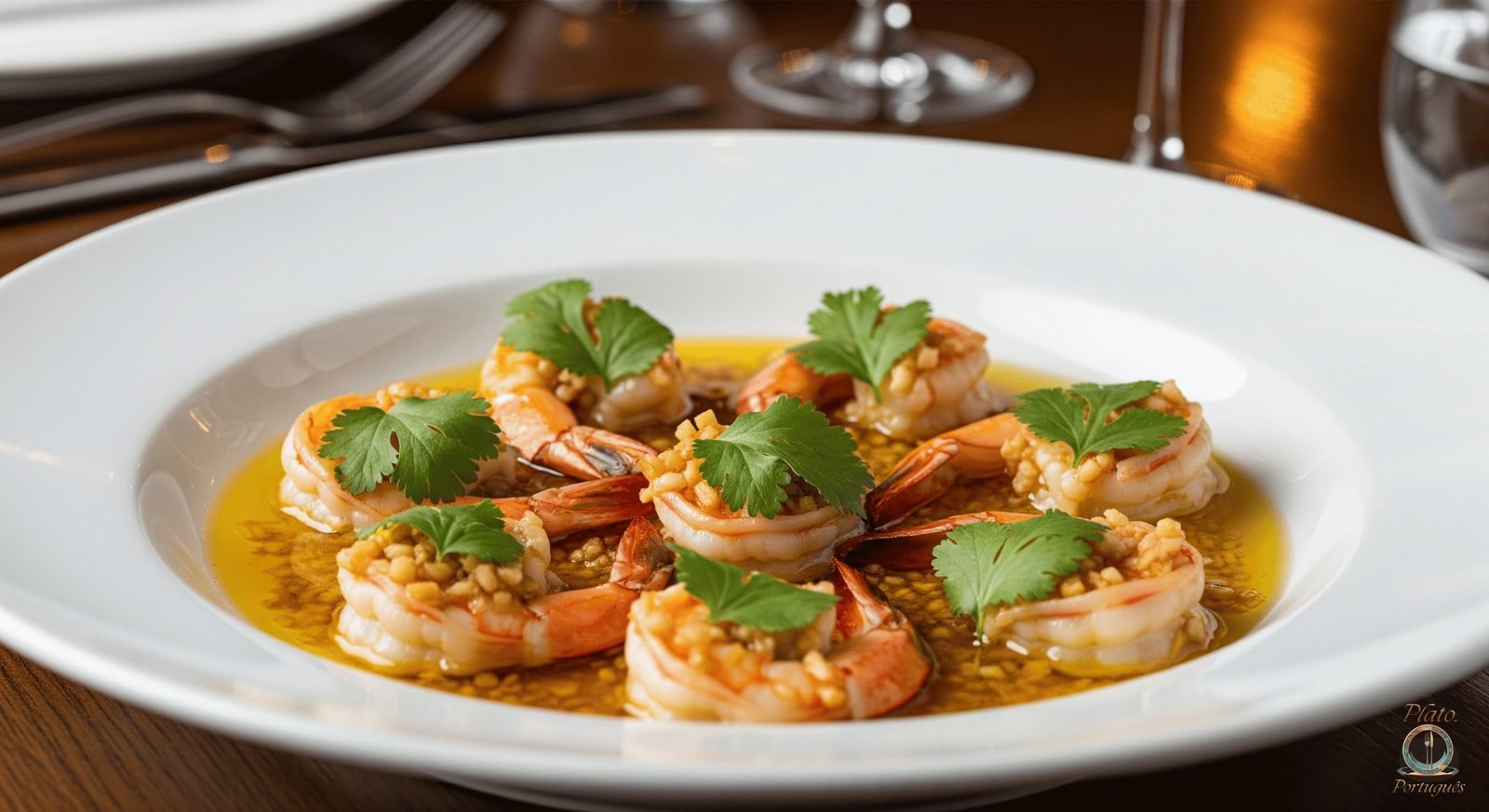 Langostinos al ajillo con perejil y guindilla